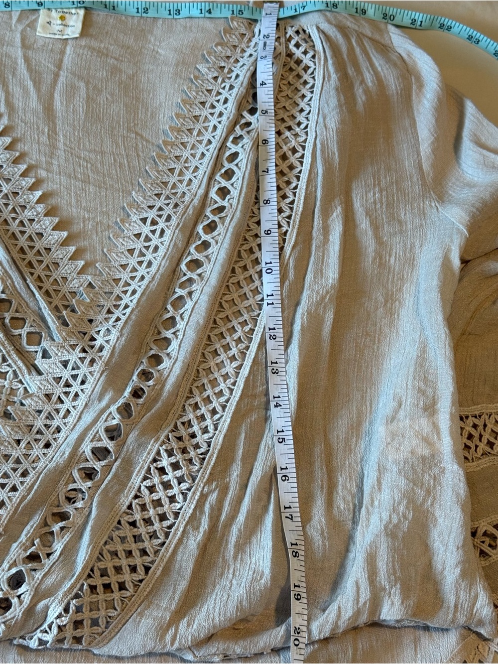 By Together Cream Crochet-Trim Wrap Tunic Blouse - Picture 7 of 8